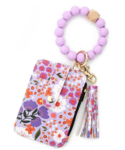 Women’s Boho Style Card Bag with Beaded Bracelet & Tassel Keychain
